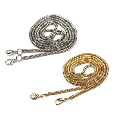 Produktbild: NEUSID 2 Stück Taschenkette, 110cm Metall Schulterriemen Schultergurt für Taschen Geldbörsenkette Trageriemen Kette für Handtaschen mit Metallschnallen (Gold, Silber)