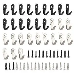 Produktbild: NEUSID Haken zum Schrauben, 30 Stück Wandhaken Klein 27 mm Edelstahl Schlüsselhaken mit 30 Schrauben Kleiderhaken Wand Vintage für Küche Badezimmer Büro (Schwarz, Silber)