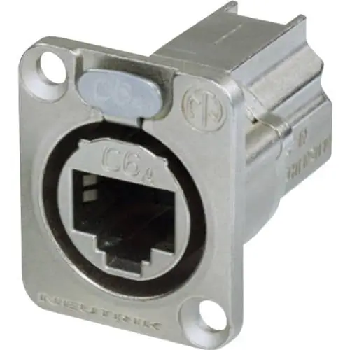 Produktbild: Neutrik NE8FDX-P6 - CAT6A Durchgangsbuchse geschirmt und vernickelt, D-Form