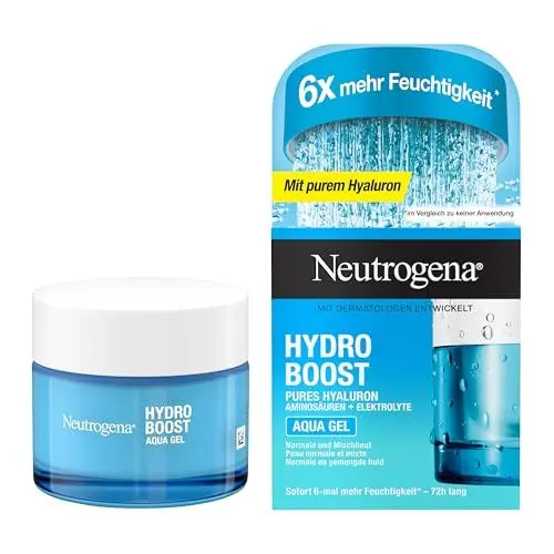 Produktbild: Neutrogena Hydro Boost Aqua Gel (50 ml), feuchtigkeitsspendende Gesichtscreme mit Hyaluronsäure, Aminosäuren & Elektrolyten, schnell einziehendes Gel für normale & Mischhaut