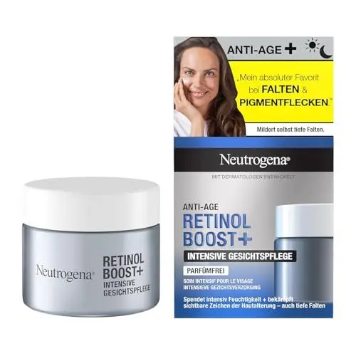 Produktbild: Neutrogena Retinol Boost+ Intensive Gesichtspflege, reichhaltige Anti Aging Gesichtscreme mit reinem Retinol, Feuchtigkeitscreme für glattere, gepflegte Haut, mildert Pigmentflecken (50 ml)