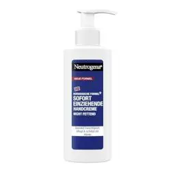 Produktbild: Neutrogena Sofort einziehende Handcreme, leichte & nicht fettende Feuchtigkeitscreme mit Glycerin + Vitamin E bei trockenen, rissigen Händen, im praktischen Handcreme Spender (150 ml)
