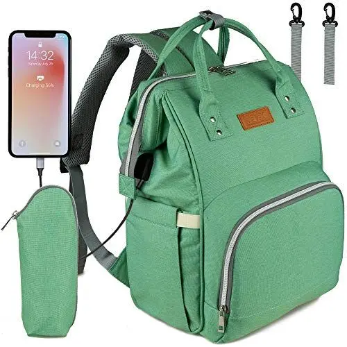 Produktbild: NEVEQ Baby Wickelrucksack, Babytasche für Reise, Wickeltasche Große Kapazität, Multifach Reise Rucksack Wasserdicht Fächer Babyflaschehälter (Hellgrün)