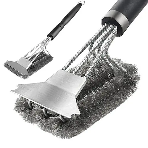 Produktbild: NEVYTOL 2 Stück 3 in 1 Grillbürste Messing, Rostfreier Stahl Messingbürste Grill, Grill Reinigungsbürste, Edelstahl Grillbürste für Grillrost Gasgrill Holzkohlegrill Elektrogrill Edelstahlgrill