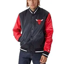 Produktbild: New Era - NBA Chicago Bulls Satin Bomber Jacke Farbe Schwarz, Größe L