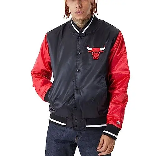 Produktbild: New Era - NBA Chicago Bulls Satin Bomber Jacke Farbe Schwarz, Größe L