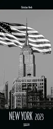 Produktbild: New York 2023: Wandkalender in schwarz-weiß. Foto-Kunstkalender der Architektur in NY. PhotoArt Vertikal Kalender mit Silberdruck. 28,5 x 69 cm.