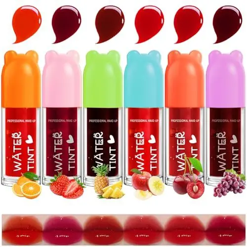 Produktbild: NewBang Lip Tint Stain Set 6 Farben, Fruchtig Wässrige Matte Lippen- und Wangen-Tints für Mehrfachverwendung Hydratisierend, Aufpolsternd, Flüssiger Lippenstift leicht Lippen-Makeup für Frauen Mädchen