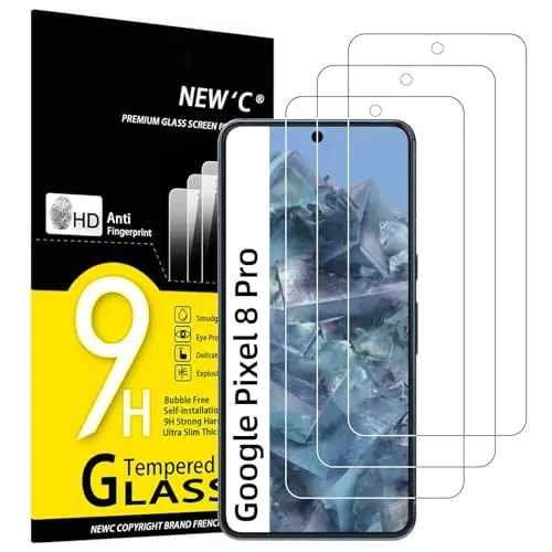Produktbild: NEW'C 3 Stück für Google Pixel 8 Pro für Panzerglas, Frei von Kratzern, 9H Härte, HD Displayschutzfolie, 0.33mm Ultra-klar, Ultrabeständig
