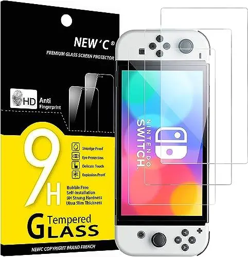 Produktbild: NEW'C 3 Stück für Nintendo Switch (modèle OLED) für Panzerglas, Frei von Kratzern, 9H Härte, HD Displayschutzfolie, 0.33mm Ultra-klar, Ultrabeständig