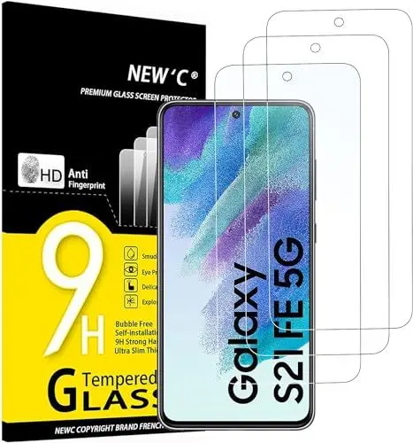 Produktbild: NEW'C 3 Stück für Samsung Galaxy S21 FE 5G für Panzerglas, Frei von Kratzern, 9H Härte, HD Displayschutzfolie, 0.33mm Ultra-klar, Ultrabeständig
