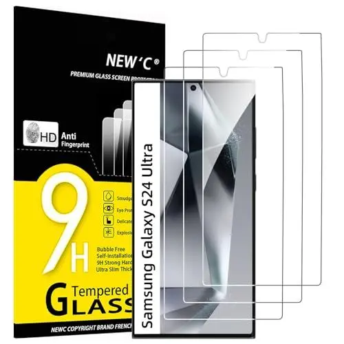Produktbild: NEW'C 3 Stück für Samsung S24 Ultra für Panzerglas (nicht für S24/S24 Plus), Frei von Kratzern, 9H Härte, HD Displayschutzfolie, 0.33mm Ultra-klar, Ultrabeständi