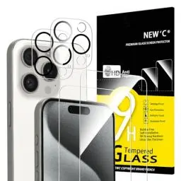 Produktbild: NEW'C für iPhone 15 Pro für Panzerglas 6,1 Zoll (2 Stück) und Kamera Panzer Schutz Glas für Kameraschutz (2 Stück) für iPhone 15 Pro (6,1