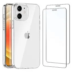 Produktbild: NEW'C Hülle für iPhone 12 Mini Ultra Transparent Silikon Weiches TPU Gel und 2 × Panzer Schutz Glas für iPhone 12 Mini