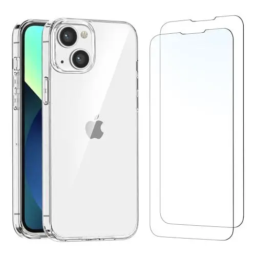 Produktbild: NEW'C Hülle für iPhone 13 (6,1) Ultra Transparent Silikon Weiches TPU Gel und 2 × Panzer Schutz Glas für iPhone 13 (6,1 Zoll)