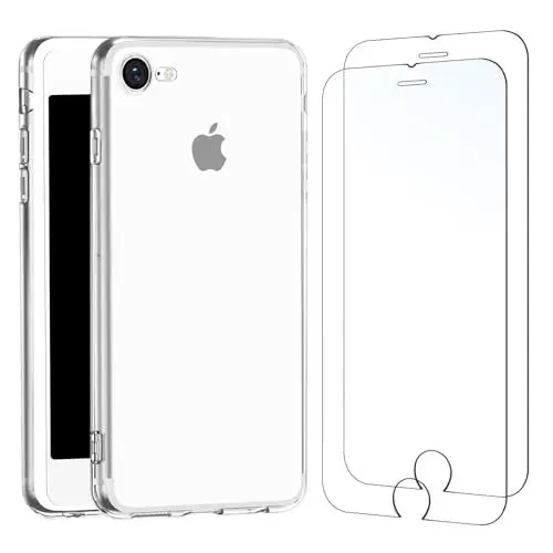 Produktbild: NEW'C Hülle für iPhone 8/7 (4,7 Zoll) Ultra Transparent Silikon Weiches TPU Gel und 2 × Panzer Schutz Glas für iPhone 8/7 (4,7 Zoll)