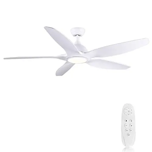Produktbild: Newday Deckenventilator mit Beleuchtung und Fernbedienung,153CM Leise Deckenventilator mit Lampe Große, Deckenventilator Winterbetrieb Weiß mit 5 Gang-DC-Motor, 3 Farbtemperaturen, Timer