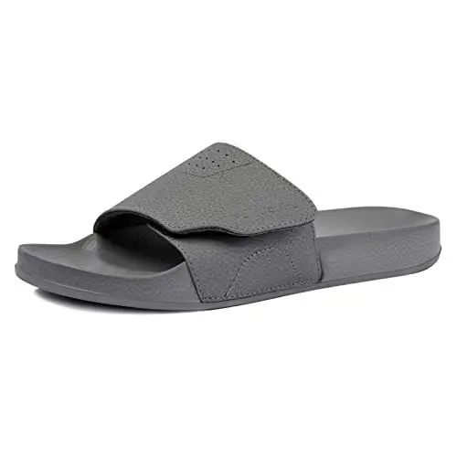Produktbild: NewDenBer Badelatschen Klettverschluss Herren Sports Sandalen Slide Badeschuhe Grau Gr. 45