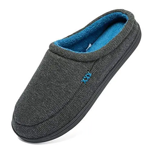 Produktbild: NewDenBer Hausschuhe Herren Memory Foam Warme Bequeme Weiche Gefüttert Winter Pantoffeln (49/50 EU, Dunkelgrau und Blau)