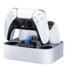 Produktbild: NEWDERY Ladestation für DualSense PS5 Edge Wireless-Controller Ladegerät Schnelllade für PlayStation5 Controller Ladestation Docking Station für Playstation 5 & Edge Controller, (Weiß)