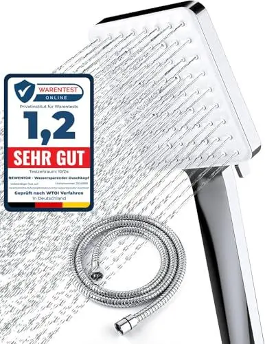 Produktbild: Newentor Duschkopf mit Schlauch, Duschbrause mit Schlauch 1,5M, Duschschlauch mit Duschkopf, Handbrause Duschkopf Regendusche mit 6 Strahlarten