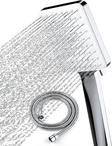 Produktbild: Newentor Duschkopf mit Schlauch, Duschbrause mit Schlauch 2M, Duschschlauch mit Duschkopf Gross Shower Head, Handbrause Duschkopf Regendusche mit 6 Strahlarten