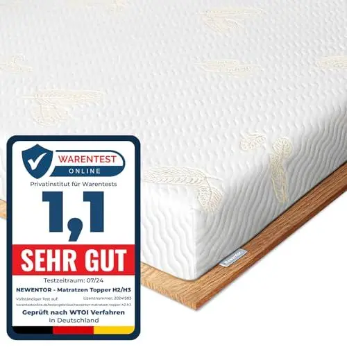 Produktbild: Newentor® Matratzen Topper 180x200cm H2 H3, Matratzentopper 180x200 Schlafsofa Bett Gelschaum, Mattress Topper 180x200 Boxspringbett Gel Bezug Kaltschaum 7CM Höhe
