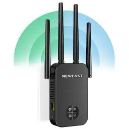 Produktbild: NEWFAST 1200Mbit/s WLAN Verstärker WLAN Repeater mit 4 * 180°Schwenkbare Antennes,WPS, LAN/WAN Port,WLAN Range Extender Repeater/AP/Router Modus,Simple Einrichtung,EU Plug