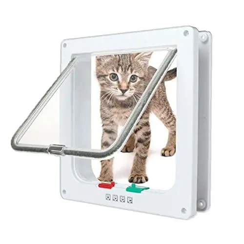 Produktbild: NEWFUN Katzenklappe, Hundeklappe, 4 Wege Magnet-Verschluss für Katzen, Dog Cat Pet Door Flap Easy Install with Telescopic Frame with Heavy Duty Quiet Magnetic Frame 25 * 23.5 * 5.3cm