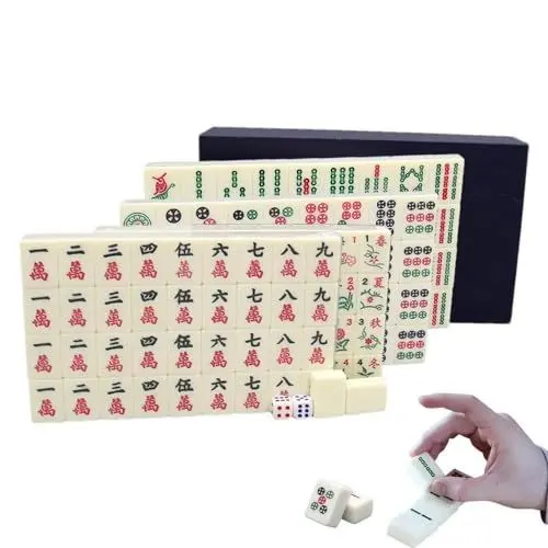 Produktbild: NEWFUN Majong Stones Game, 26mm Mahjong Game, Mini Traditional Chinese Riichi Mahjong Set with 144 Majong Toys, Chinese Majong Game Set for Leisure Travel Party Family Games