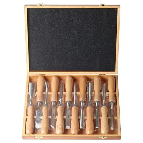Produktbild: NEWFUN Stechbeitel set für holz, Stechbeitel set, Stecheisen set für holz, 12 Stück Holz-Drehmeißel-Set für Holzbearbeitung Holzschnitzerei-Enthusiasten, DIY Holzhandwerk, Schnitzwerkzeug profi