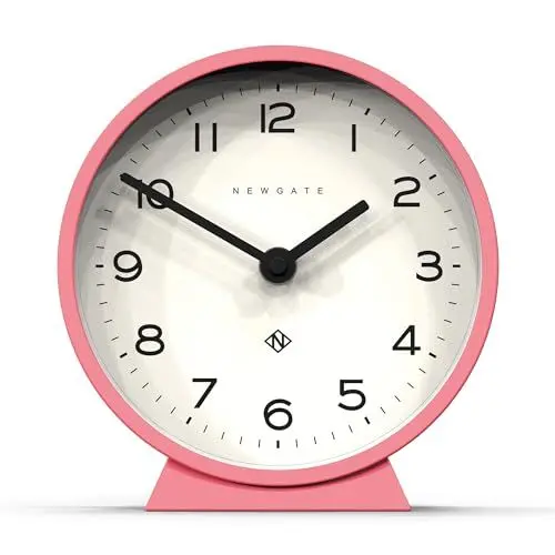Produktbild: NEWGATE® M Leise Kaminuhr - 'Kein Ticken' - Eine Moderne Kaminuhr - Kleine Uhr - Bürouhr - Schreibtischuhr - Kaminuhren - Minimalistisches Zifferblatt - (Marshmallow-Rosa)
