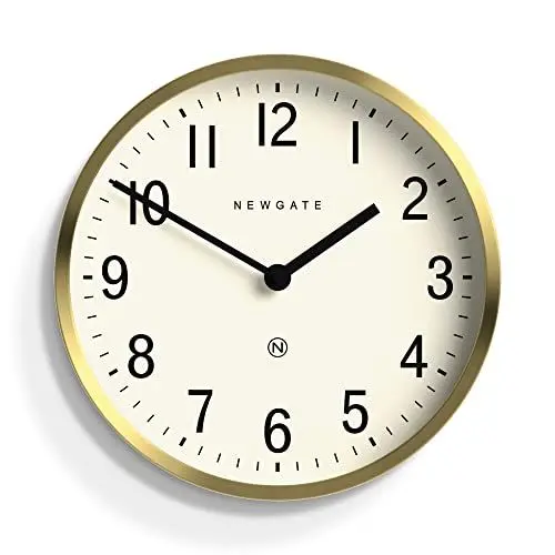 Produktbild: NEWGATE® Master Edwards Wanduhr - Küchenuhr - Wohnzimmeruhr - Bürouhr Uhr - Runduhr - Retro Uhr - Designer Uhr - Stilvolle Wohnkultur Mid-Century Modern (Gold)