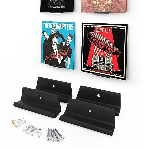 Produktbild: NewGround Designs Schallplatten Wandhalterung (4 Stück) LP Halterung, Vinyl Halter, Regal, Rahmen, Display Schallplattenhalter 7