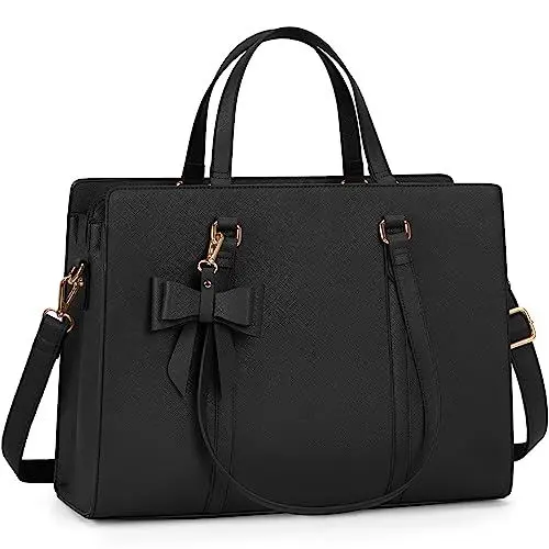 Produktbild: NEWHEY Handtasche Damen Shopper Damen Große Schwarz Tasche Damen Laptoptasche 15.6 Zoll PU Leder Umhängetasche Arbeitstasche für Business Arbeit Schule
