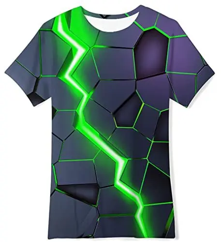 Produktbild: NEWISTAR Kinder T-Shirts Jungen Mädchen Tshirt Kurzarm Shirt 3D Druck Lava T Shirts Cool T-Shirt Sport M