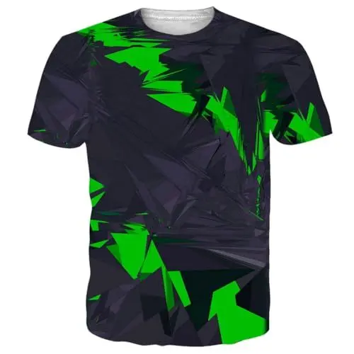 Produktbild: NEWISTAR T Shirt Herren 3D Geometrie Druck Coole Unisex Slim Fit T-Shirt Casual Patchwork Grafik Muster Sommer Kurzarm Tops Tee für Männer Schwarz XL