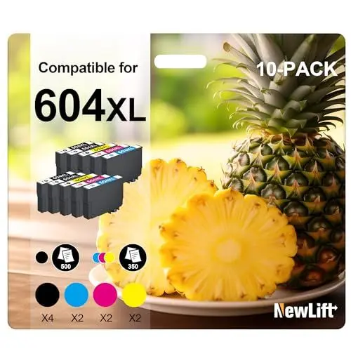 Produktbild: NewLift 604XL Druckerpatronen Kompatibel für Epson 604XL Epson 604 für Expression Home XP-2200 XP-3200 XP-4205 XP-4200 XP-3205 Workforce WF 2930 WF 2935 WF 2910 (10er-Pack)