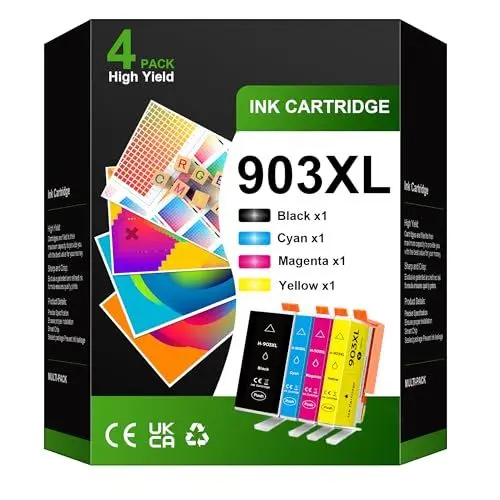 Produktbild: Newlift 903 903 XL Druckerpatronen Kompatibel für HP 903XL Multipack Patronen für HP Officejet 6950 für Officejet Pro 6970 6960 All-in-One-Drucker (‎‎‎‎‎‎‎Schwarz Cyan Magenta Gelb, 4er-Pack)