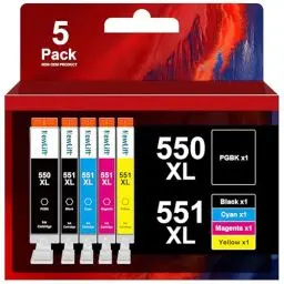 Produktbild: NewLift PGI-550XL CLI-551 XL Multipack Kompatible für Canon Druckerpatronen 550 551 für Pixma MX925 MG5650 IP7200 MX920 MX725 MX925 IX6850 IP7250 IP8750 MG5450 MG5550 MG6350（PGBK/C/M/Y/BK，5er-Pack）
