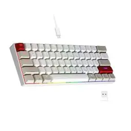 Produktbild: Newmen GM610 Gaming Tastatur Kabellos,60% Prozent Mechanische Bluetooth/2.4Ghz/Mit Kabel,61 Tasten RGB Beleuchtung Hot Swap Anti Ghosting TKL Mini QWERTY Keyboard für PC/Win/Mac,Rote Schalter
