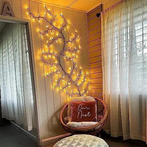 Produktbild: NEWNEN Zweige Lichter 144LEDs Lichterketten Warmweiß Lichterbaum mit Netzstrom Betriebene, Künstliche Lichterzweige für Ostern Innen Wanddeko Aesthetic Room Décor