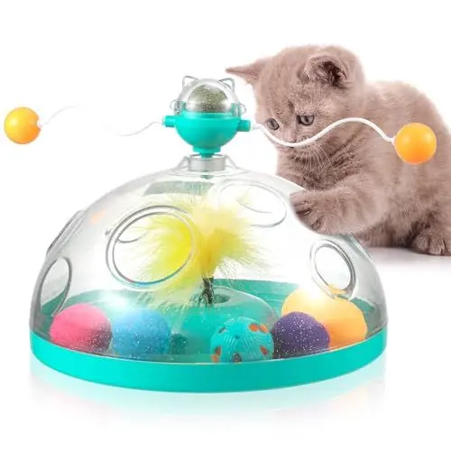 Produktbild: Newofview Interaktives Katzenspielzeug, Lustige Katzenbälle, Katzenminze Bälle, Leuchtbälle, Plüschbälle, Federn, Spielzeug Geschenke für Katzen