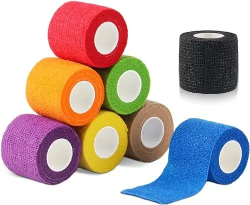 Produktbild: Newoutset 8 Rollen Selbsthaftende Bandage, Kohäsive Bandage, 5cm x4,5 m Haftbandage Elastische, Cohesive Verband Selbstklebender für Handgelenk Füße Dog Sport Binde Tierarztwickelband (Mehrfarbig)