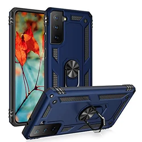 Produktbild: Newseego Kompatibel mit Samsung Galaxy S21 Hülle,Armor Handyhülle mit 360 Grad Magnetic Ring Halter Defender Schutzhülle Stoßfest TPU + PC Bumper Hard Case Cover für Samsung Galaxy S21,Blau
