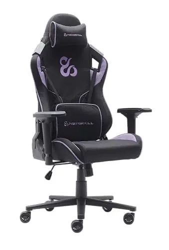 Produktbild: NEWSKILL Takamikura V2 Ergonomischer Gaming-Stuhl mit 4D-Armlehnen, 180°-Rückenlehne, atmungsaktiver Stoff und Stahlbasis, Violett