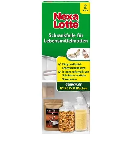 Produktbild: Nexa Lotte Schrankfalle für Lebensmittelmotten, Mottenbekämpfung, Insektizidfrei, gegen Nahrungsmittelmotten, 2 Fallen