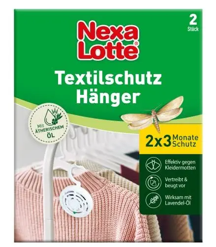 Produktbild: Nexa Lotte Textilschutz Hänger gegen Kleidermotten, wirkt schnell und bis zu 3 Monate, mit Lavendel-Duft, 2 Stück