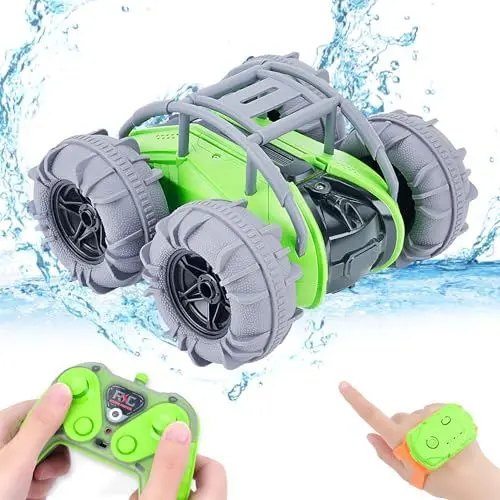 Produktbild: NEXBOX Amphibisches ferngesteuertes Auto Geschenke - RC Auto für Kinder 4WD Double Sided Stunt Car mit LED Lichtern, 2.4GHz Wasserdichtes Pool Fahrzeug Spielzeug für Kinder Mädchen