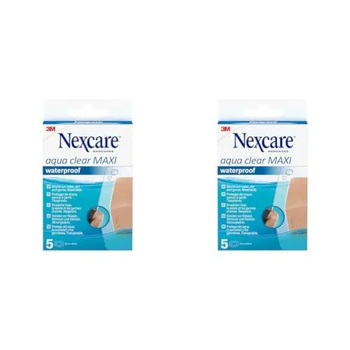 Produktbild: Nexcare Aqua Clear MAXI Waterproof Pflaster, 60 mm x 88 mm, 5/Pack (Packung mit 2)
